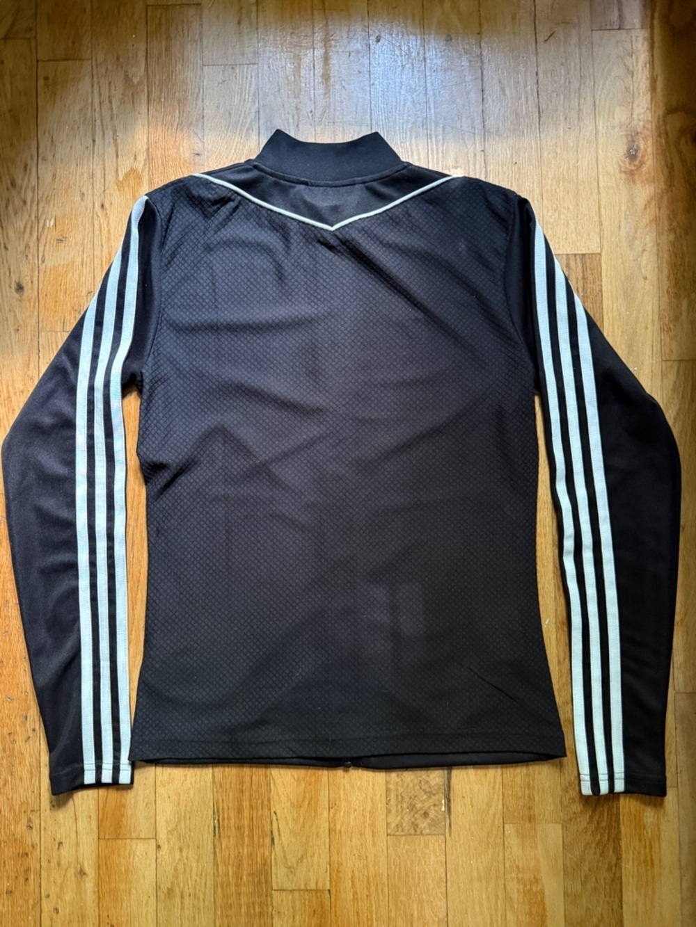 adidas Black Track Jacket with White Stripes, XS - Picture 3 of 8